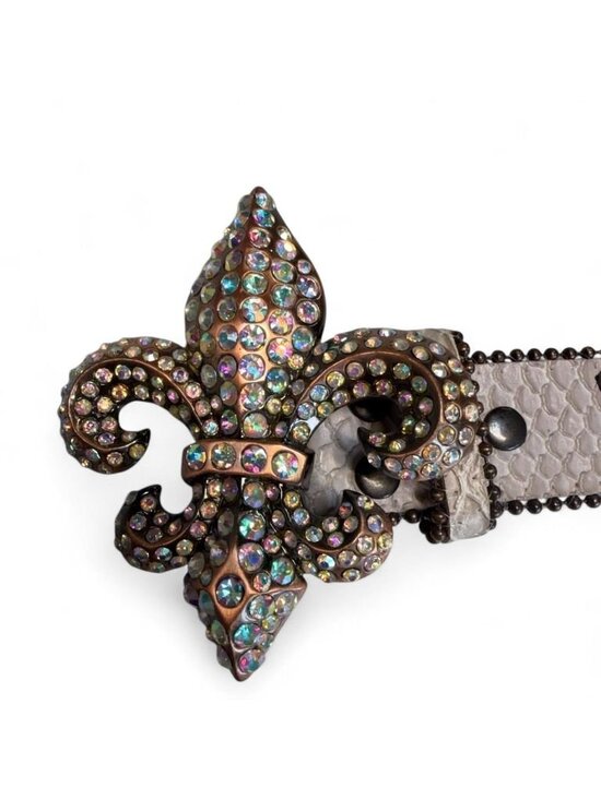 Vintage Y2K Blingy Studded Fleur-De-Lis Statement Belt Women\'s Medium Western main image 5